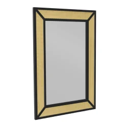Accessoire Salle De Bain|Miroir|EMINZA Miroir mural en métal (H101 cm) Cannage Naturel et Noir