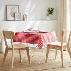 Nappe De Table|EMINZA Nappe carrée anti tache (100 x 100 cm) Elise Vichy Rouge Vichy-rouge