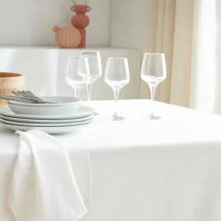 Nappe De Table|EMINZA Nappe carrée anti tache (100 x 100 cm) Elise he Blanc