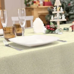 Nappe Et Chemin De Table|Douceur d interieur Nappe de Noël rectangulaire (140 x 240 cm) Strass Or