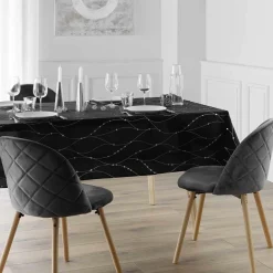 Nappe Et Chemin De Table|Douceur d interieur Nappe de Noël rectangulaire (140 x 240 cm) Astrelia et argent Noir