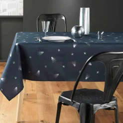 Nappe Et Chemin De Table|DOUCEUR D'INTERIEUR Nappe de Noël rectangulaire (150 x 300 cm) Sapin métallisé Bleu