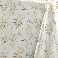 Nappe Et Chemin De Table|Douceur d interieur Nappe de Noël rectangulaire (140 x 240 cm) Naelle et doré Blanc