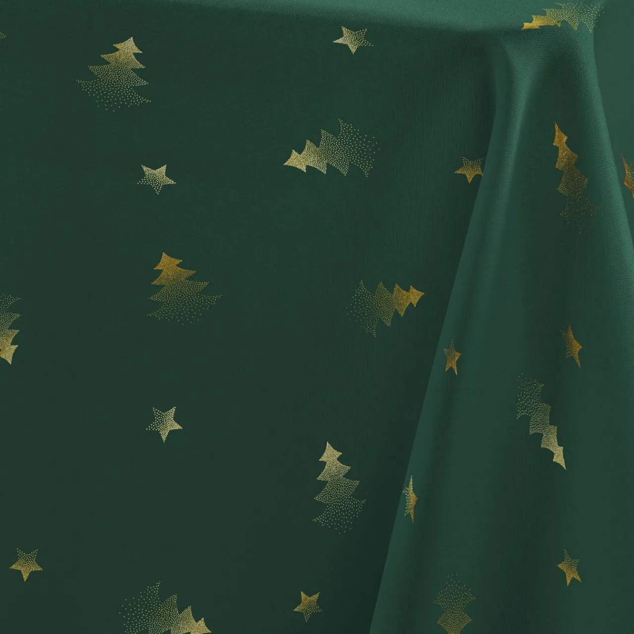 Nappe Et Chemin De Table|Douceur d interieur Nappe de Noël rectangulaire (150 x 300 cm) Sapin métallisé et or Vert