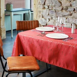 Nappe Et Chemin De Table|L'EFFET PAPILLON Nappe de Noël rectangulaire (145 x 350 cm) Facette Rouge