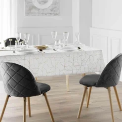 Nappe Et Chemin De Table|douceur d'intu017drieur Nappe de Noël rectangulaire anti tache (140 x 240 cm) Loux Blanc et dé Or