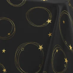 Nappe Et Chemin De Table|Douceur d interieur Nappe de Noël rectangulaire (150 x 300 cm) Star et or Noir