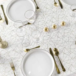 Nappe Et Chemin De Table|douceur d'intu017drieur Nappe de Noël rectangulaire anti tache (140 x 240 cm) Mikado et doré Blanc