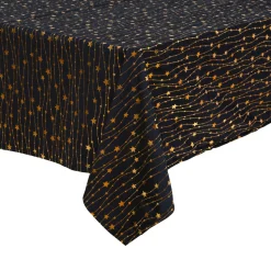 Nappe Et Chemin De Table|JJA Nappe de Noël rectangulaire (140 x 240 cm) Pluie d'étoiles et dorée Noir