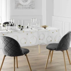 Nappe Et Chemin De Table|douceur d'intu017drieur Nappe de Noël rectangulaire anti tache (150 x 240 cm) Star et doré Blanc