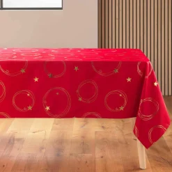 Nappe Et Chemin De Table|douceur d'intu017drieur Nappe de Noël rectangulaire anti tache (150 x 300 cm) Star et doré Rouge