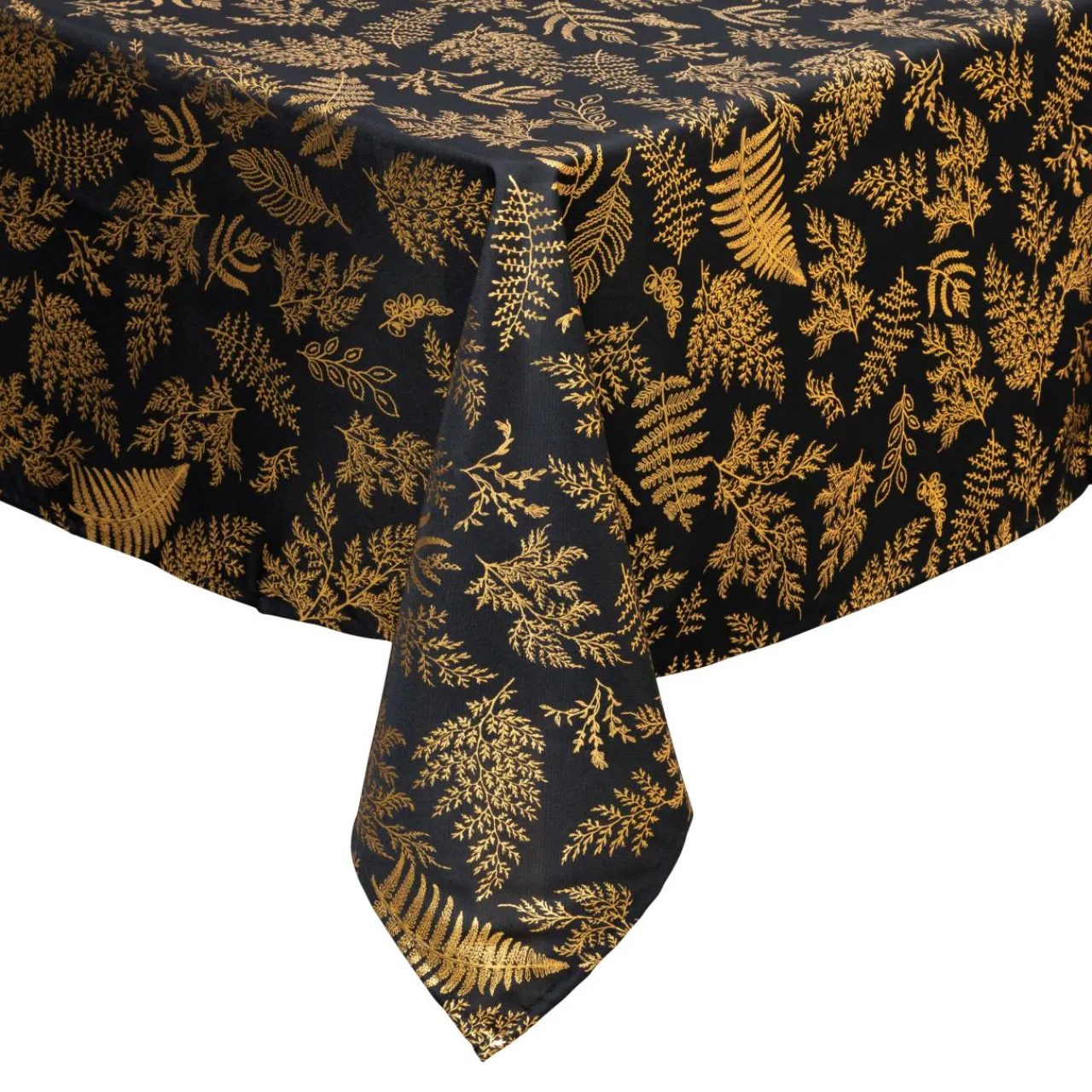 Nappe Et Chemin De Table|FEERIC LIGHTS Nappe de Noël rectangulaire anti tache (140 x 240 cm) Feuillage et doré Noir