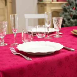 Nappe Et Chemin De Table|Douceur d interieur Nappe de Noël rectangulaire (140 x 300 cm) Flocon d'hiver Rouge