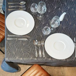 Nappe Et Chemin De Table|L'EFFET PAPILLON Nappe de Noël rectangulaire (145 x 240 cm) Facette Anthracite