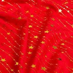 Nappe Et Chemin De Table|JJA Nappe de Noël rectangulaire (140 x 240 cm) Pluie d'étoiles et doré Rouge