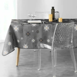 Nappe Et Chemin De Table|DOUCEUR D'INTERIEUR Nappe de Noël rectangulaire (150 x 240 cm) Enchanté Anthracite
