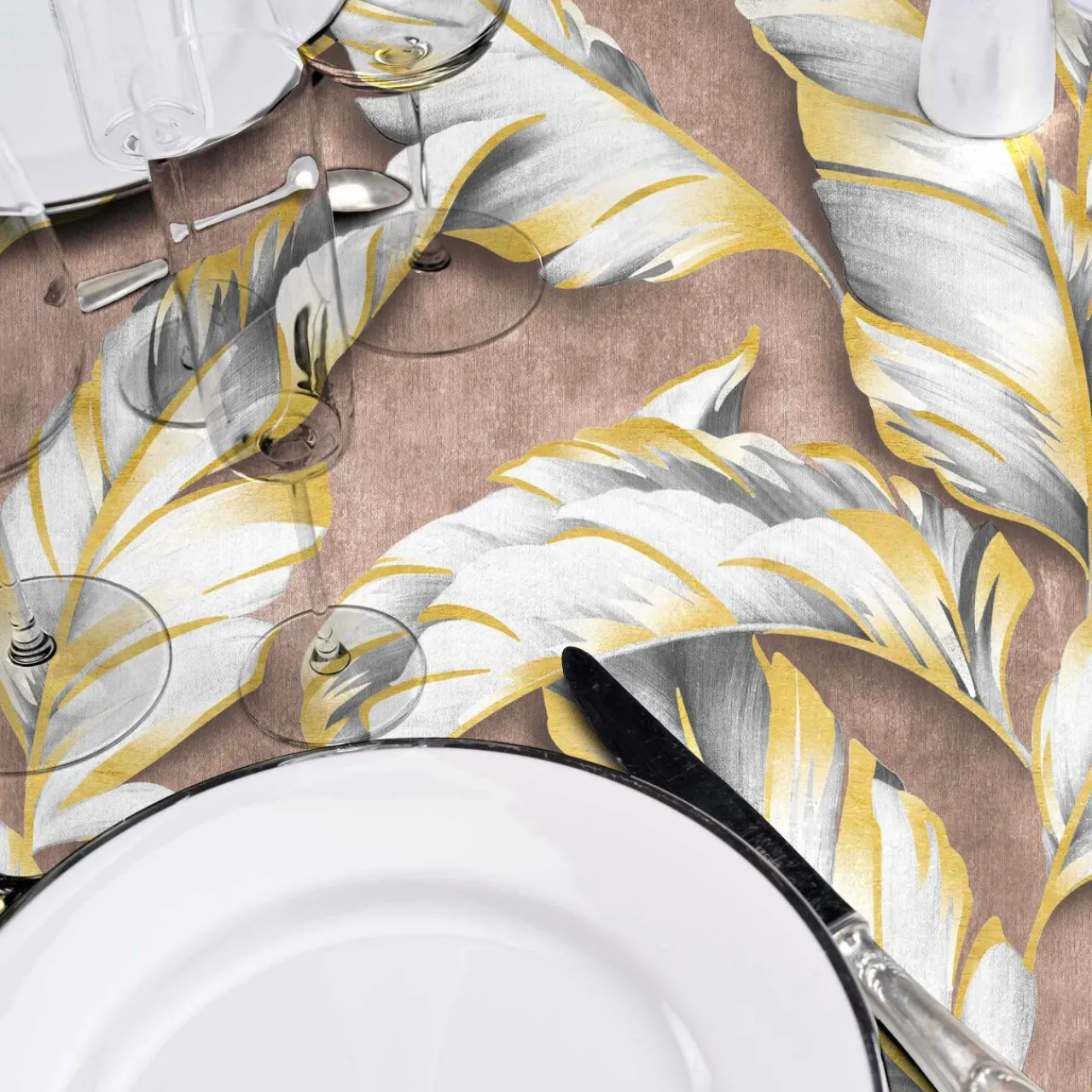 Nappe De Table|douceur d'intu017drieur Nappe enduite PVC ronde imperméable (Diamètre 160 cm) Ebany Chocolat