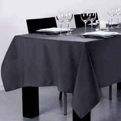 Nappe De Table|ATMOSPHERA Nappe rectangulaire anti tache (140 x 240 cm) Lina Gris foncé