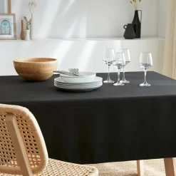Nappe De Table|EMINZA Nappe rectangulaire anti tache (140 x 350 cm) Elise e Noir
