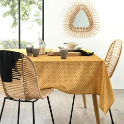 Nappe De Table|ATMOSPHERA Nappe rectangulaire anti tache (140 x 240 cm) Paty Jaune ocre