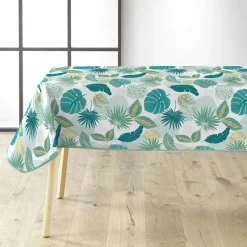 Nappe De Table|douceur d'intu017drieur Nappe rectangulaire anti tache tissu PVC imperméable (140 x 240 cm) Plantania e Bleu