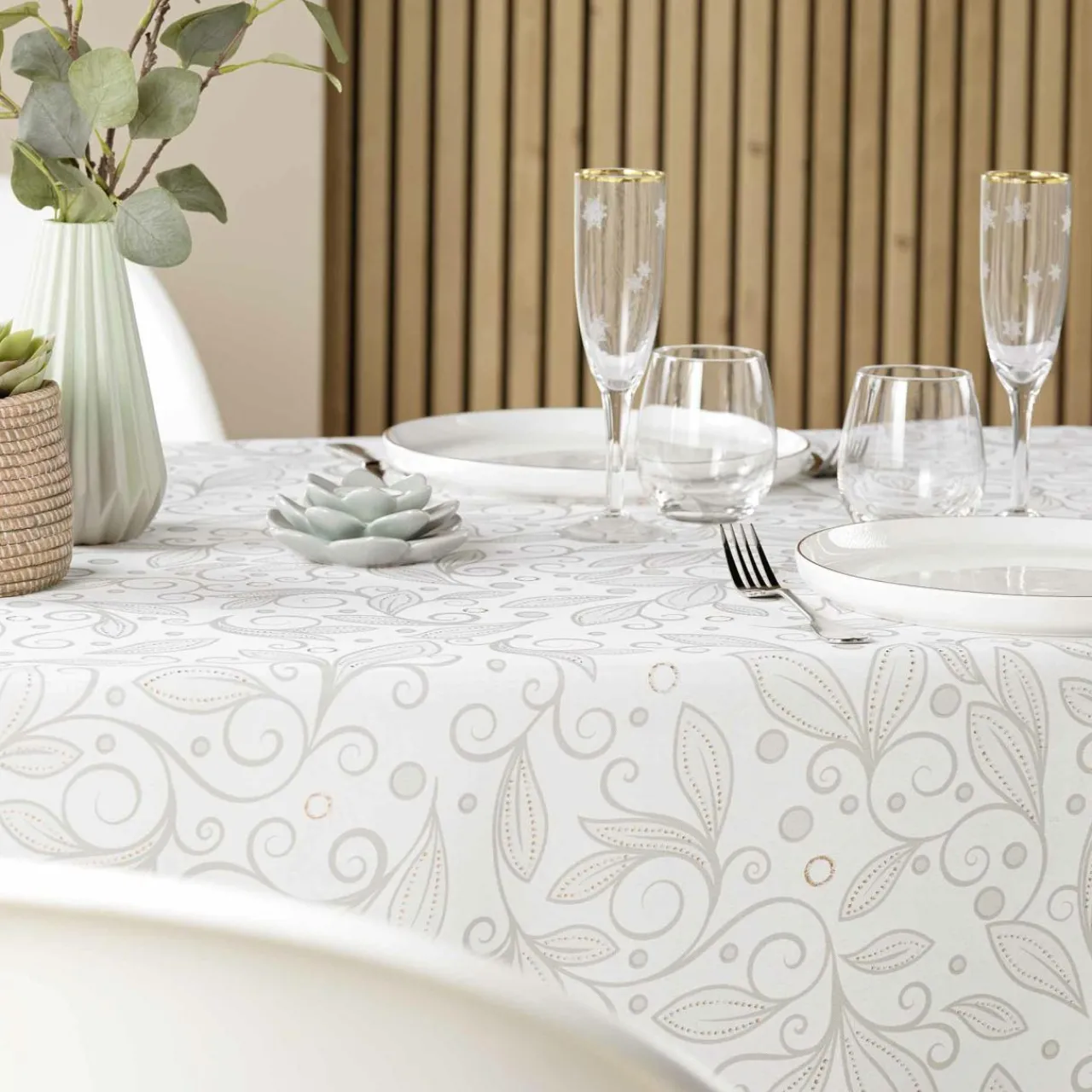 Nappe De Table|douceur d'intu017drieur Nappe rectangulaire anti tache (145 x 240 cm) Leya Beige