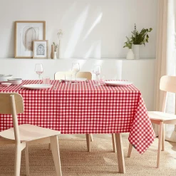 Nappe De Table|EMINZA Nappe rectangulaire anti tache (140 x 350 cm) Elise Vichy Rouge Vichy-rouge