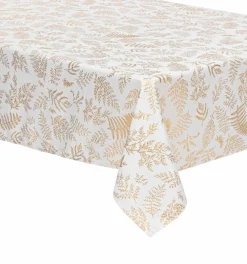 Nappe Et Chemin De Table|Feeric Lights & Christmas Nappe rectangulaire anti tache (140 x 360 cm) Feuilles d'or Blanc