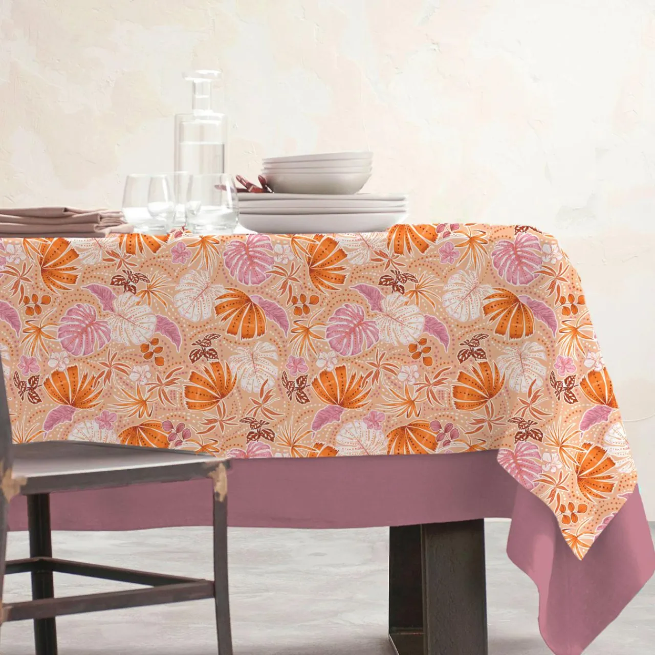 Nappe De Table|EMINZA Nappe rectangulaire coton enduit (150 x 350 cm) Tenerife Multicolore