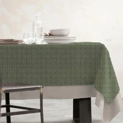 Nappe De Table|EMINZA Nappe rectangulaire coton enduit (150 x 250 cm) Paolo e Vert