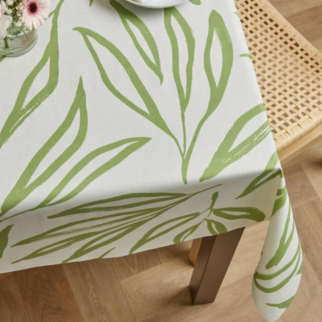Nappe De Table|EMINZA Nappe rectangulaire coton enduit (150 x 350 cm) Galice Vert Eucalyptus