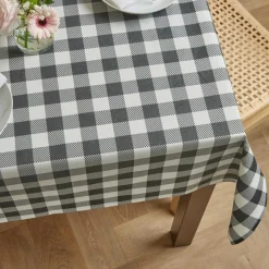Nappe De Table|EMINZA Nappe rectangulaire coton enduit (150 x 350 cm) Vichy e Noir