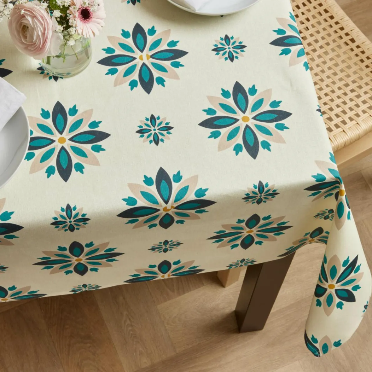 Nappe De Table|EMINZA Nappe rectangulaire coton enduit (150 x 350 cm) Porto Multicolore