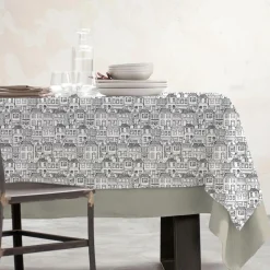 Nappe De Table|EMINZA Nappe rectangulaire coton enduit (150 x 250 cm) Home e Gris