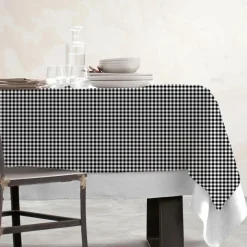 Nappe De Table|EMINZA Nappe rectangulaire coton enduit (150 x 250 cm) Vichy e Noir
