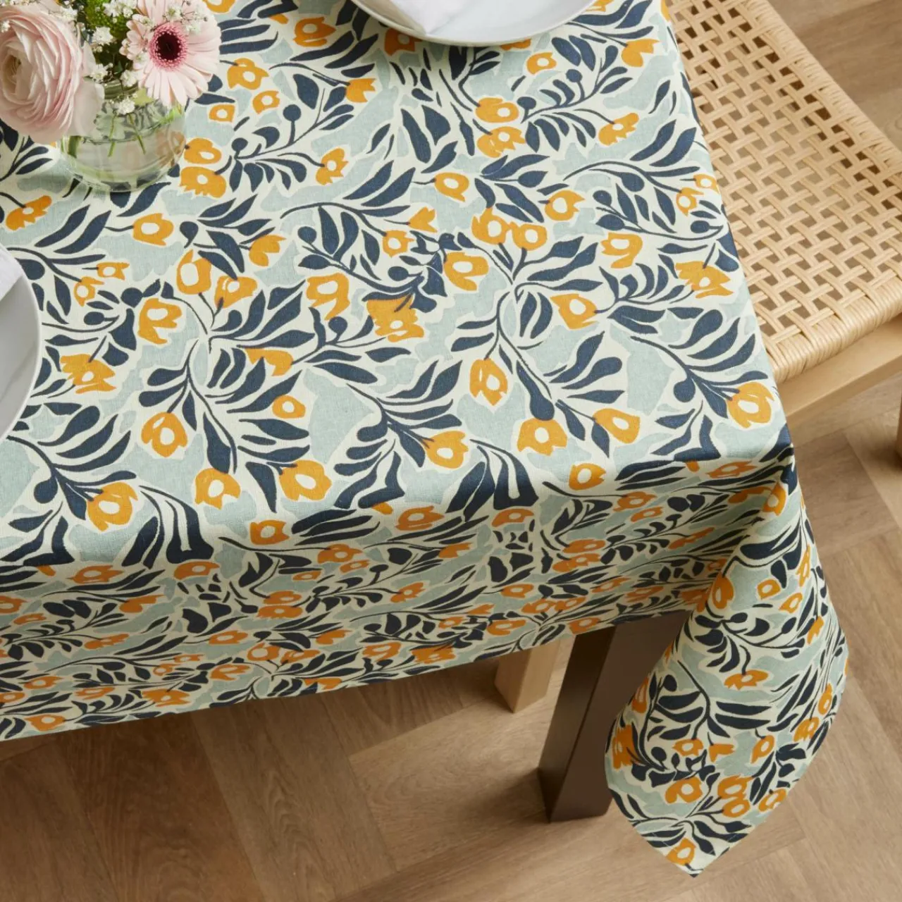 Nappe De Table|EMINZA Nappe rectangulaire coton enduit (150 x 350 cm) Mafalda Multicolore