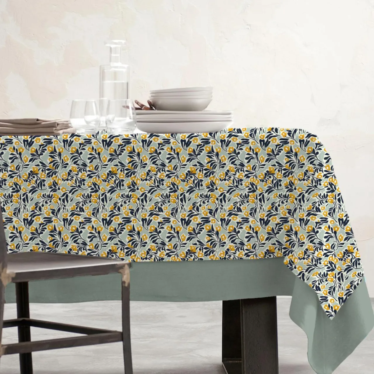 Nappe De Table|EMINZA Nappe rectangulaire coton enduit (150 x 350 cm) Mafalda Multicolore