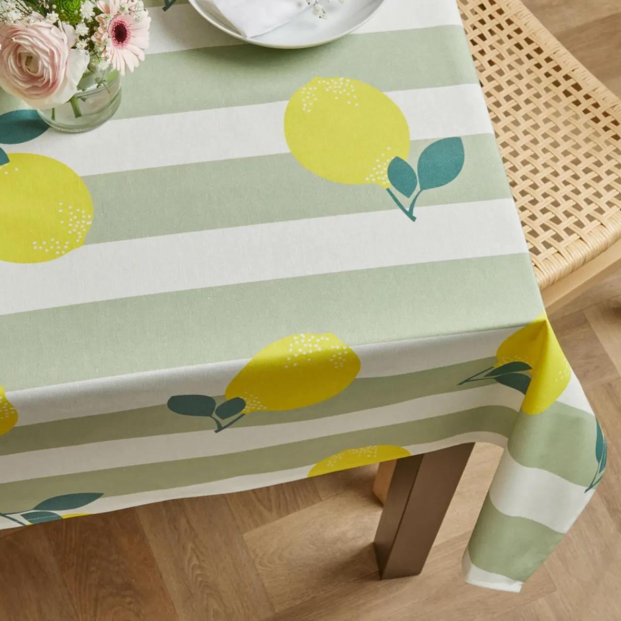 Nappe De Table|EMINZA Nappe rectangulaire coton enduit (150 x 350 cm) Antibes e Vert