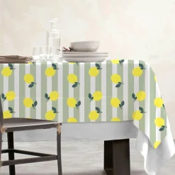Nappe De Table|EMINZA Nappe rectangulaire coton enduit (150 x 350 cm) Antibes e Vert