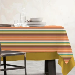 Nappe De Table|EMINZA Nappe rectangulaire coton enduit (150 x 350 cm) Ajaccio Multicolore