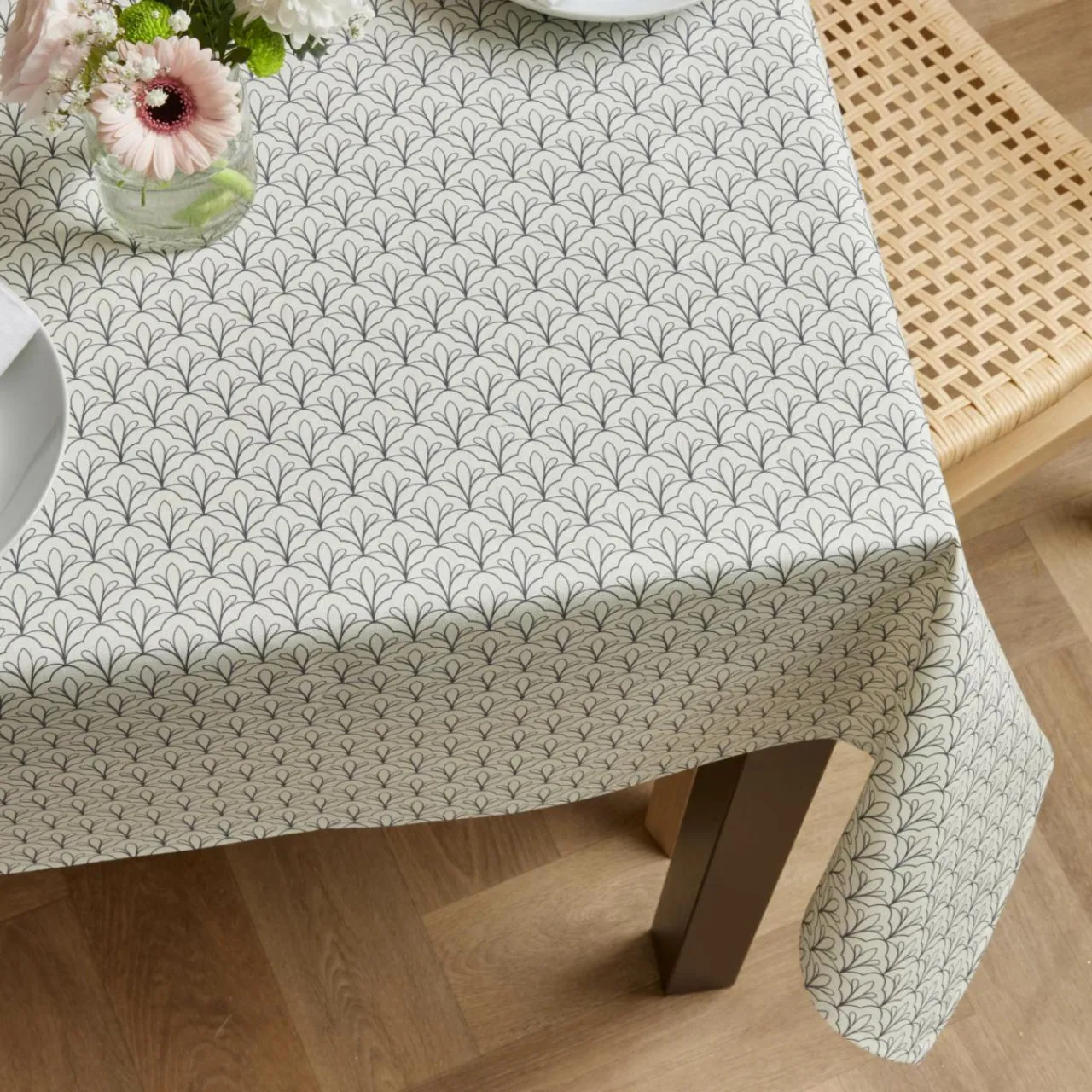 Nappe De Table|EMINZA Nappe rectangulaire coton enduit (150 x 350 cm) Clara e Gris