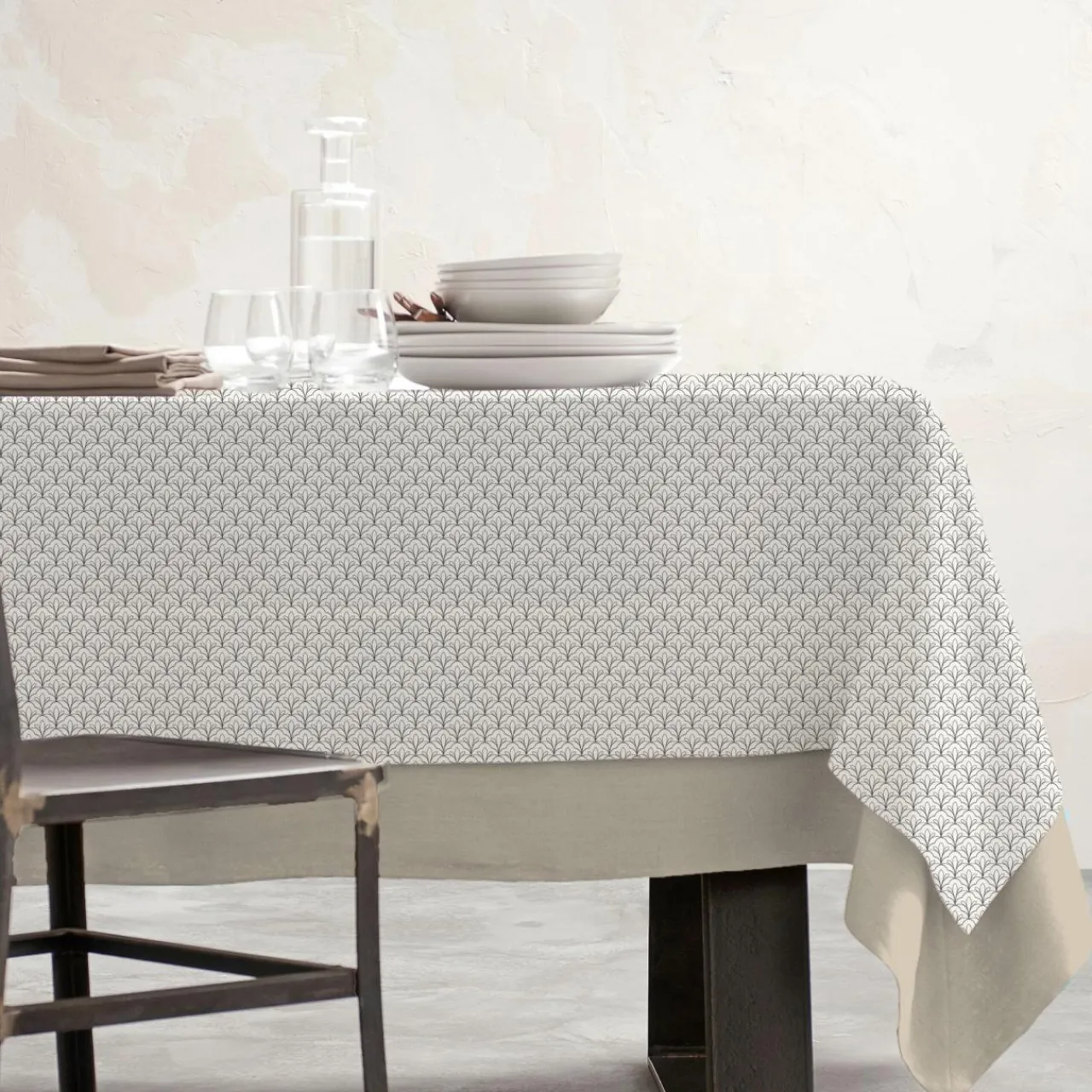 Nappe De Table|EMINZA Nappe rectangulaire coton enduit (150 x 350 cm) Clara e Gris