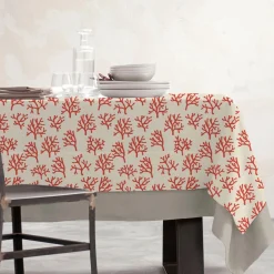 Nappe De Table|EMINZA Nappe rectangulaire coton enduit (150 x 250 cm) Moorea Corail Orange
