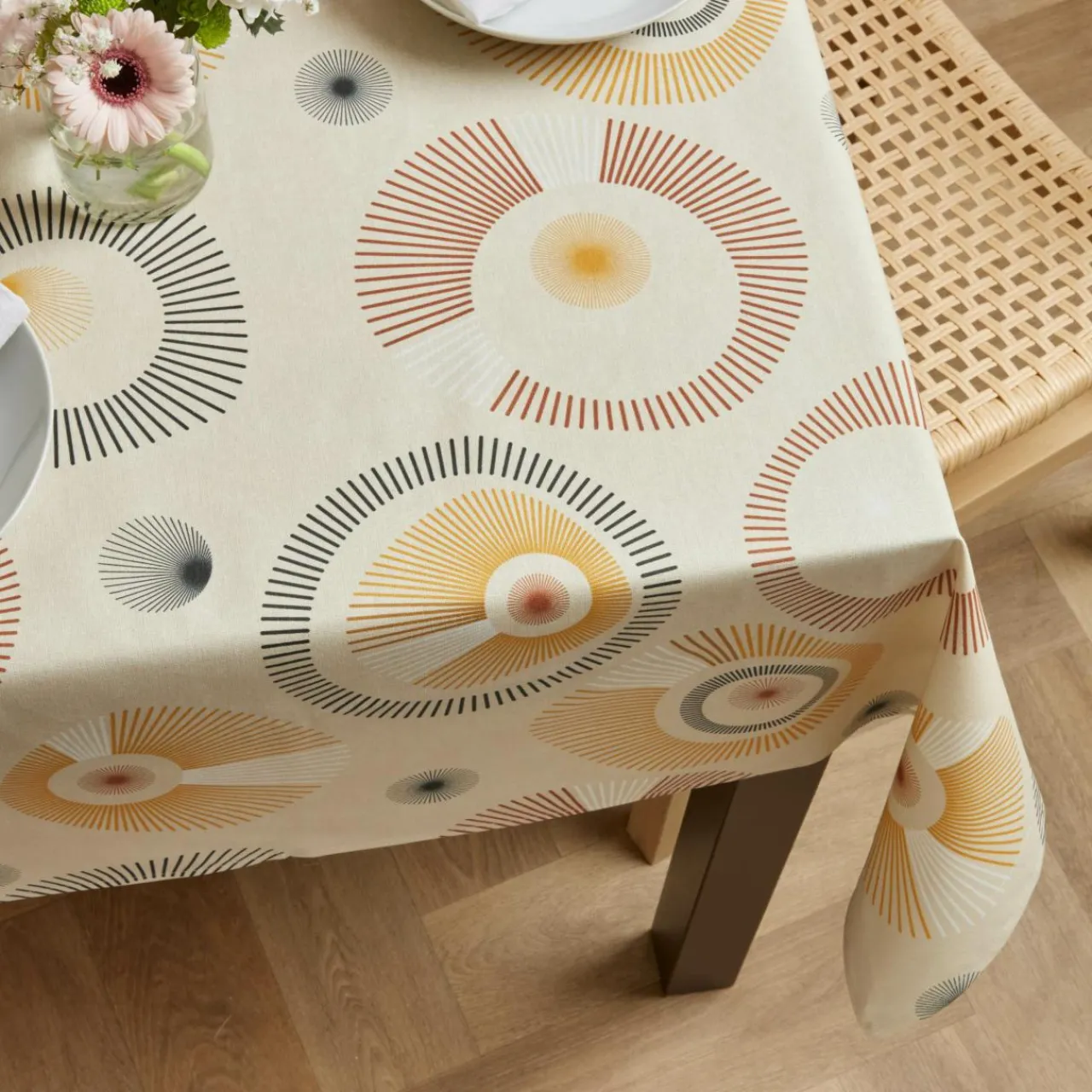Nappe De Table|EMINZA Nappe rectangulaire coton enduit (150 x 350 cm) Manhattan Beige