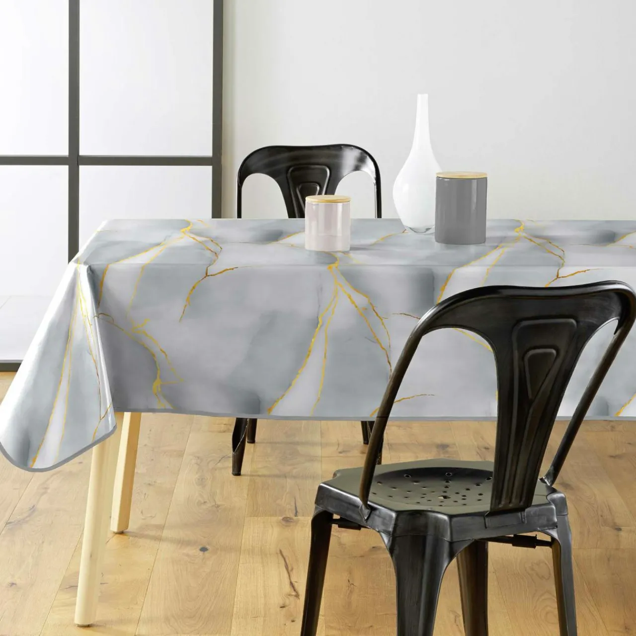 Nappe De Table|douceur d'intu017drieur Nappe rectangulaire enduite PVC (140 x 240 cm) Marbrelle e Gris
