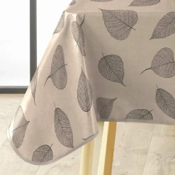 Nappe De Table|douceur d'intu017drieur Nappe rectangulaire enduite PVC (140 x 240 cm) Feuillys Beige