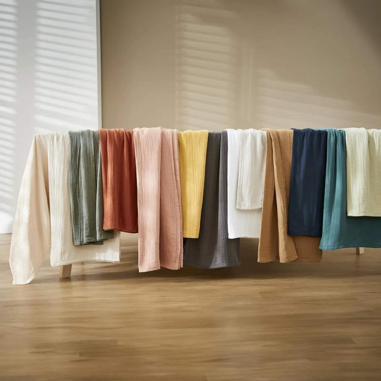 Nappe De Table|EMINZA Nappe rectangulaire gaze de coton (150 x 350 cm) Gaïa pampa Beige