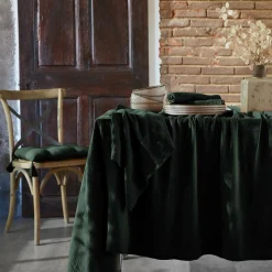 Nappe De Table|EMINZA Nappe rectangulaire gaze de coton (150 x 350 cm) Gaïa Vert sapin