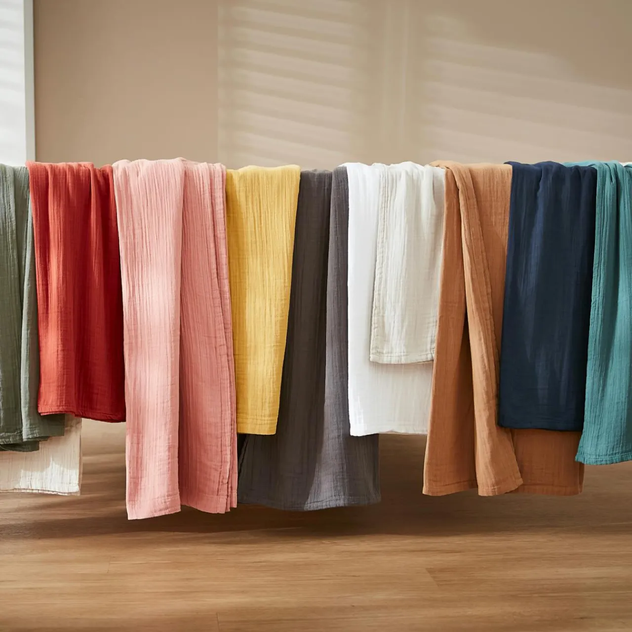 Nappe De Table|EMINZA Nappe rectangulaire gaze de coton (150 x 350 cm) Gaïa Vert tilleul