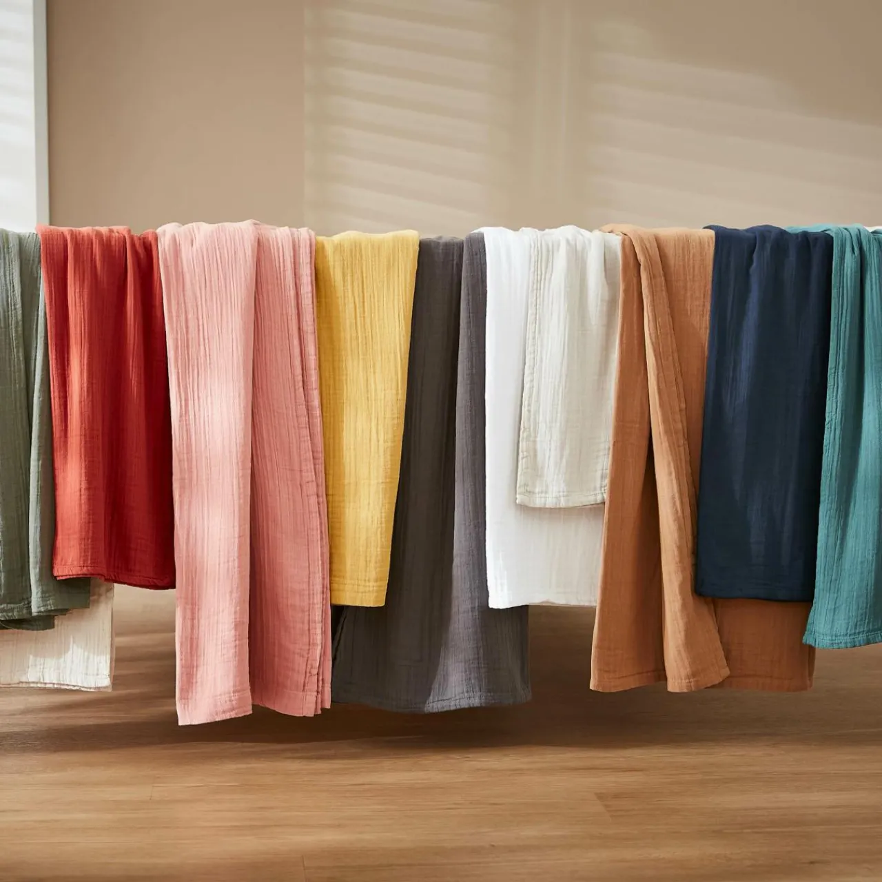 Nappe De Table|EMINZA Nappe rectangulaire gaze de coton (150 x 350 cm) Gaïa Abricot